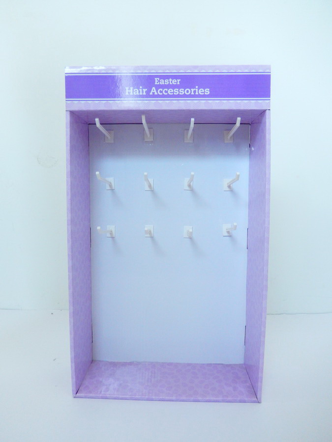 Corrugated paperboard sidekick floor display rack standing for hair jewelry -CF3003