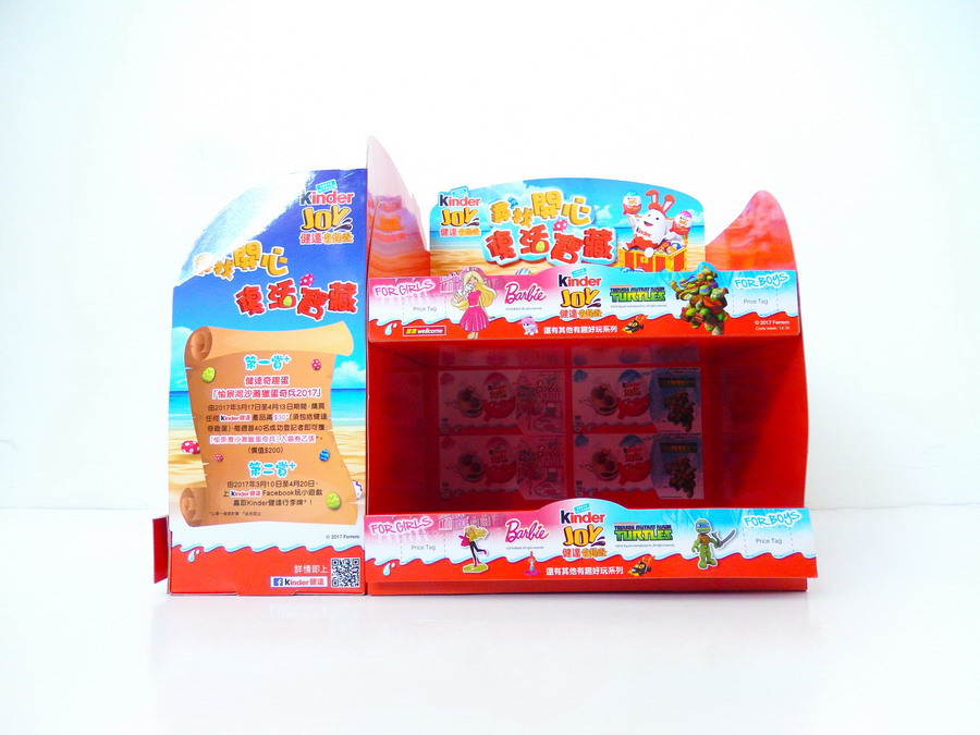 POS cardboard countertop display standing for Kinder joy,elegant cardboard countertop display promotion ODM/OEM -CF2001